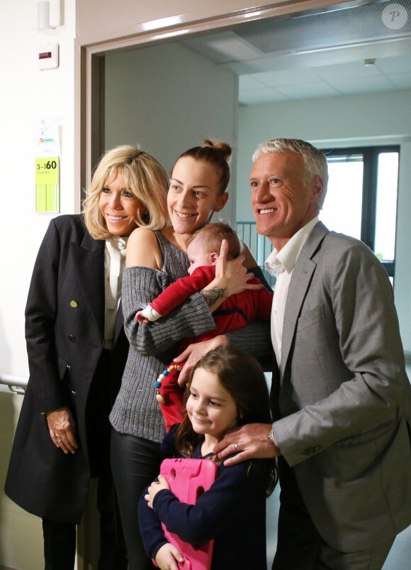 Brigitte Macron (Présidente de la Fondation Hôpitaux de Paris-Hôpitaux de France), Didier Deschamps, parrain de l'opération Pièces Jaunes 2020 lors du lancement de la 31ème édition de l'opération Pièce Jaunes au Centre Hospitalier Régional d'Orléans le 8 janvier 2020. © Dominique Jacovides / Bestimage