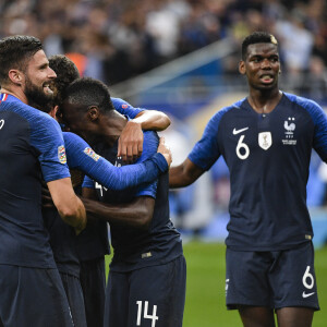 Olivier Giroud , Antoine Griezmann et Blaise Matuidi , Paul Pogba lors du match de ligue des nations opposant la France à l'Allemagne au stade de France à Saint-Denis, Seine Saint-Denis, France, le 16 octobre 2018. La France a gagné 2-1. © Pierre Perusseau/Bestimage