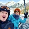 Elodie Varlet en vacances à la montagne avec son compagnon Jérémie Poppe. Janvier 2020.