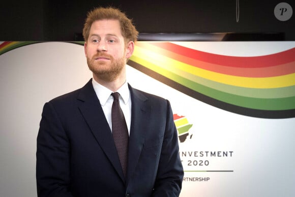 Le prince Harry, duc de Sussex lors du sommet Royaume-Uni-Afrique sur les investissements à l'hôtel Intercontinental à Londres le 20 janvier 2020.