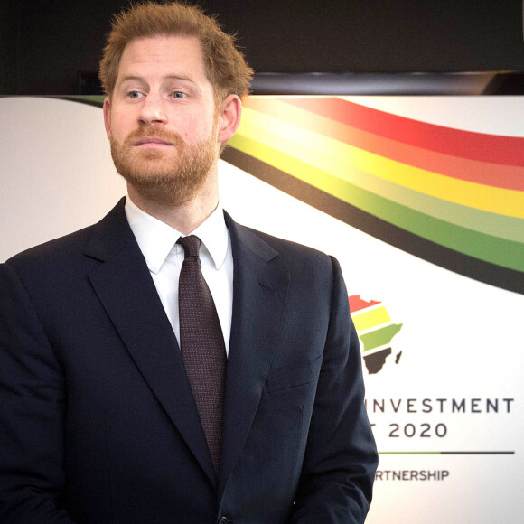 Le prince Harry, duc de Sussex lors du sommet Royaume-Uni-Afrique sur les investissements à l'hôtel Intercontinental à Londres le 20 janvier 2020.