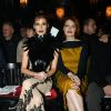 Maëva Coucke et Élodie Frégé assistent au défilé On Aura Tout Vu, collection Haute Couture printemps-été 2020 au Paradis Latin. Paris, le 20 janvier 2020.