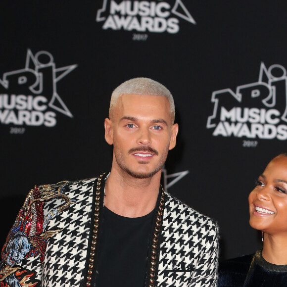 Le chanteur français M. Pokora (Matt Pokora) et sa compagne la chanteuse américaine Christina Milian - 19ème édition des NRJ Music Awards à Cannes le 4 novembre 2017. © Dominique Jacovides/Bestimage