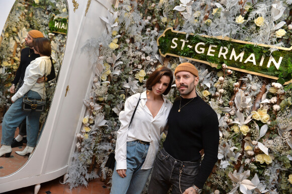Exclusif - Jade Leboeuf et son mari Stéphane Rodrigues assistent à la soirée de présentation de la liqueur St-Germain, dans le quartier de Saint-Germain-des-Près. Paris, le 23 janvier 2020. © Veeren/Bestimage