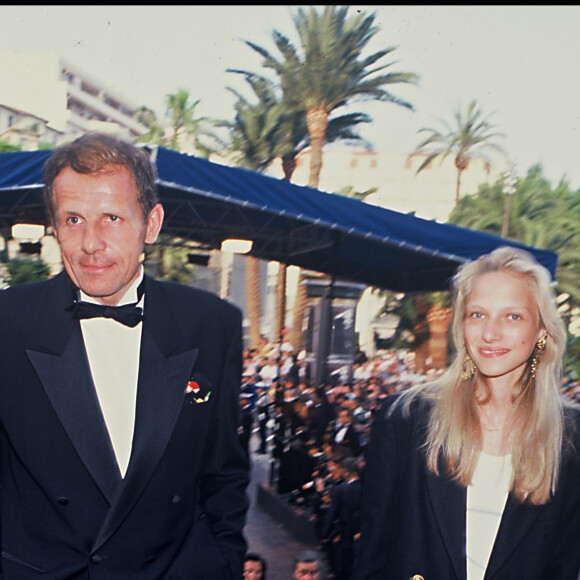 Patrick Poivre d'Arvor et sa fille Solenn au Festival de Cannes en 1992.