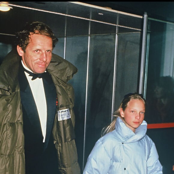 Patrick Poivre d'Arvor et sa fille Solenn aux César en 1987.