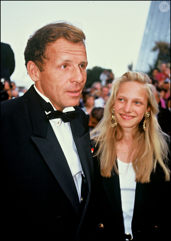 Patrick Poivre d'Arvor et sa fille Solenn au Festival de Cannes en 1992.