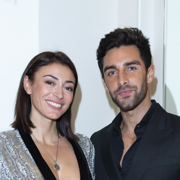 Rachel Legrain-Trapani (Miss France 2007) et son compagnon Valentin Leonard lors de la soirée "La Canadienne X Nobis" pour le lancement de la nouvelle collection Nobis dans leur nouvelle boutique au 39 rue du Four à Paris , le 13 novembre 2019. © Pierre Perusseau / Bestimage