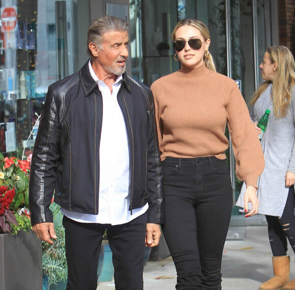Sylvester Stallone et sa fille Sistine dans la rue à Los Angeles le 9 janvier 2020.
