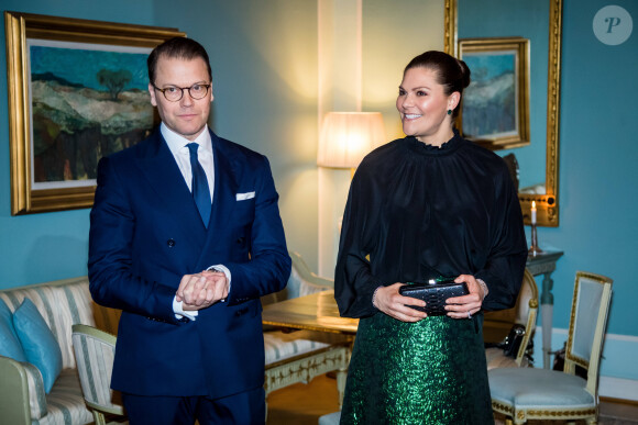 La princesse Victoria et le prince Daniel de Suède lors d'un dîner chez le gouverneur du comté de Scanie à Malmö le 29 janvier 2020.