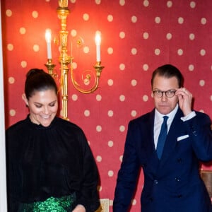 La princesse Victoria et le prince Daniel de Suède lors d'un dîner chez le gouverneur du comté de Scanie à Malmö le 29 janvier 2020.