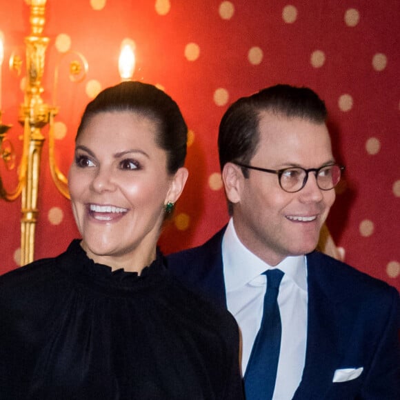 La princesse Victoria et le prince Daniel de Suède lors d'un dîner chez le gouverneur du comté de Scanie à Malmö le 29 janvier 2020.