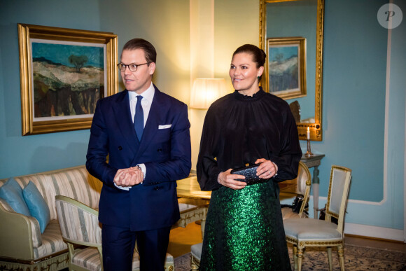 La princesse Victoria et le prince Daniel de Suède lors d'un dîner chez le gouverneur du comté de Scanie à Malmö le 29 janvier 2020.