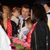 Exclusif - Christian Estrosi avec sa femme Laura Tenoudji et leur fille Bianca - Ouverture de la 9ème édition de la "New Generation" à Monaco le 1 février 2020. © Olivier Huitel/PRM/Bestimage