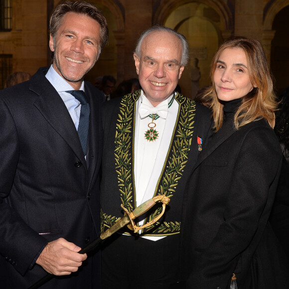 Frédéric Mitterrand, le prince Emmanuel-Philibert de Savoie et sa femmme Clotilde Courau lors de la cérémonie d'installation de Frédéric Mitterrand à l'académie des Beaux-Arts à Paris, France, le 5 février 2020. © Veeren/Bestimage