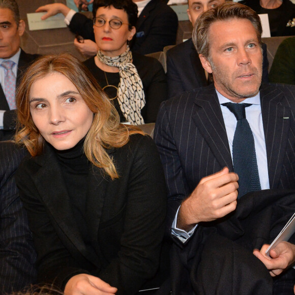 Le prince Emmanuel-Philibert de Savoie, sa femmme Clotilde Courau et La princesse Maria-Pia de Savoie lors de la cérémonie d'installation de F.Mitterrand à l'académie des Beaux-Arts à Paris, France, le 5 février 2020. © Veeren/Bestimage