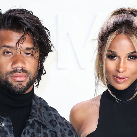 Ciara, enceinte, et son mari Russell Wilson au défilé Tom Ford organisé le 7 février 2020 aux Milk Studios à Los Angeles.