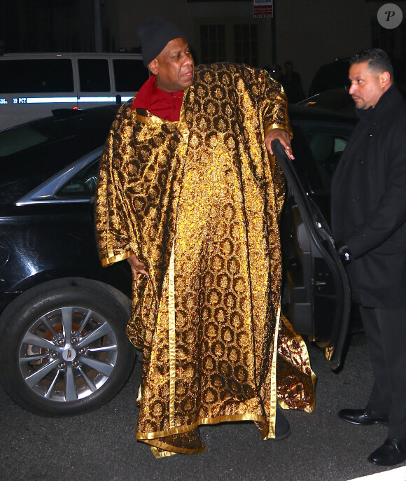 André Leon Talley arrive à la Park Avenue Armory pour assister au défilé Marc Jacobs. New York, le 12 février 2020.