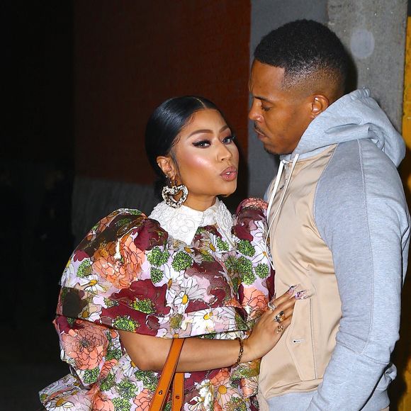 Nicki Minaj et son mari Kenneth Petty arrivent à la Park Avenue Armory pour assister au défilé Marc Jacobs. New York, le 12 février 2020.
