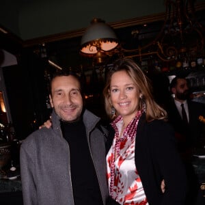 Exclusif - Zinedine Soualem et sa compagne Caroline Faindt - Inauguration du restaurant de G. Houzé et B. Patou, "La Fontaine Gaillon" au 1 Rue de la Michodière dans le 2ème arrondissement à Paris le 15 janvier 2020. © Rachid Bellak/Bestimage