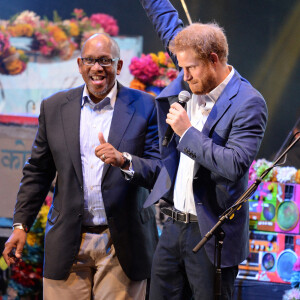 Le prince Harry et le prince Seeiso du Lesotho au concert caritatif de la Fondation "Sentebale" au Kensington Palace à Londres, le 28 juin 2016.