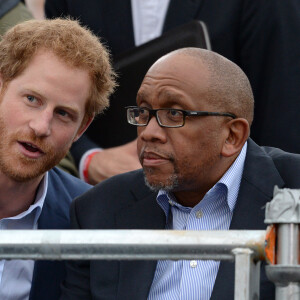 Le prince Harry et le prince Seeiso du Lesotho au concert caritatif de la Fondation "Sentebale" au Kensington Palace à Londres, le 28 juin 2016.