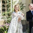  La princesse Madeleine de Suède et son mari Christopher O'Neill lors du baptême de leur fille la princesse Adrienne à Stockholm au palais Drottningholm le 8 juin 2018. 