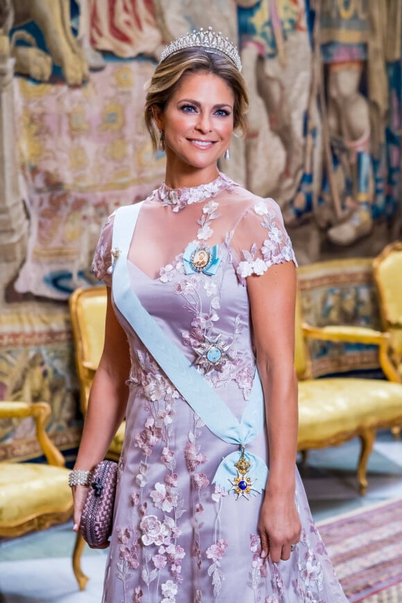 La princesse Madeleine de Suède au dîner de la cérémonie des Prix Nobel à Stockholm le 11 décembre 2019.