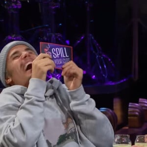 Justin Bieber a préféré manger un yaourt aux fourmis et aux scorpions plutôt que de se raser la moustache lors d'un jeu sur le plateau de l'émission "The Late Late Show", animé par J. Corden. Los Angeles. Le 20 février 2020.