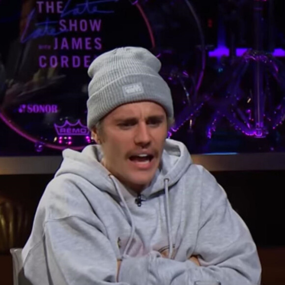 Justin Bieber a préféré manger un yaourt aux fourmis et aux scorpions plutôt que de se raser la moustache lors d'un jeu sur le plateau de l'émission "The Late Late Show", animé par J. Corden. Los Angeles. Le 20 février 2020
