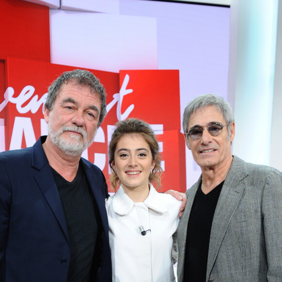 Exclusif - Olivier Marchal, Aurore Aguilar et Gérard Lanvin - Enregistrement de l'émission "Vivement Dimanche" présentée par M.Drucker et diffusée le 23 février 2020 sur France 2. Le 19 février 2020 © Guillaume Gaffiot / Bestimage