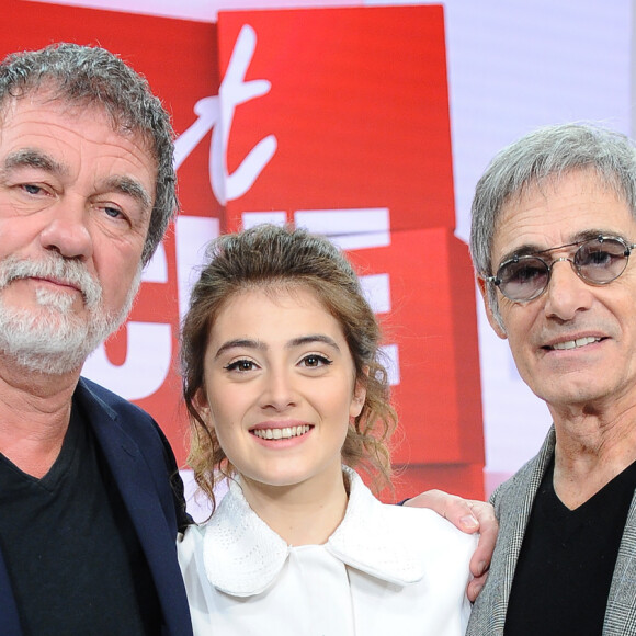 Exclusif - Olivier Marchal, Aurore Aguilar et Gérard Lanvin - Enregistrement de l'émission "Vivement Dimanche" présentée par M.Drucker et diffusée le 23 février 2020 sur France 2. Le 19 février 2020 © Guillaume Gaffiot / Bestimage