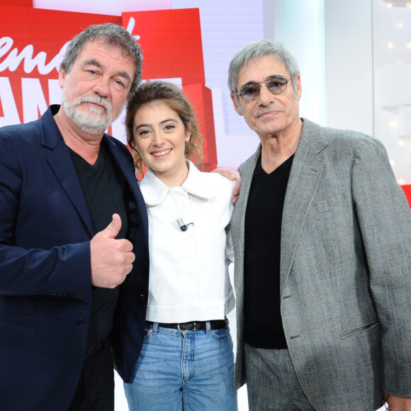 Exclusif - Olivier Marchal, Aurore Aguilar et Gérard Lanvin - Enregistrement de l'émission "Vivement Dimanche" présentée par M.Drucker et diffusée le 23 février 2020 sur France 2. Le 19 février 2020 © Guillaume Gaffiot / Bestimage