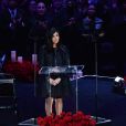 Vanessa Bryant livre un discours poignant lors de l'hommage public à Kobe Bryant et leur fille Gianna au Staples Center de Los Angeles, le 24 mars 2020.