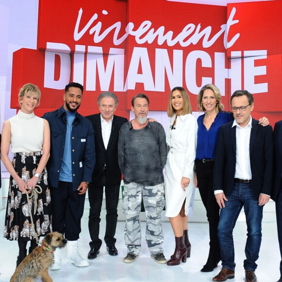 Exclusif - Franck Ferrand, Hélène Gateau, Slimane, Michel Drucker, Florent Pagny, Vitaa, Maud Fontenoy, Emmanuel Chaunu, Patrice Blanc - Enregistrement de l'émission "Vivement Dimanche" présentée par M.Drucker et diffusée le 1er mars 2020 sur France 2. Le 19 février 2020 © Guillaume Gaffiot / Bestimage