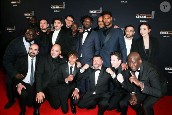 Damien Bonnard, Ladj Ly, Al-Hassan Ly, Djebril Zonga et l'équipe du film "Les Misérables" lors du photocall lors de la 45ème cérémonie des César à la salle Pleyel à Paris le 28 février 2020 © Dominique Jacovides / Olivier Borde / Bestimage