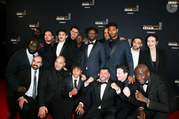 Damien Bonnard, Ladj Ly, Al-Hassan Ly, Djebril Zonga et l'équipe du film "Les Misérables" lors du photocall lors de la 45ème cérémonie des César à la salle Pleyel à Paris le 28 février 2020 © Dominique Jacovides / Olivier Borde / Bestimage
