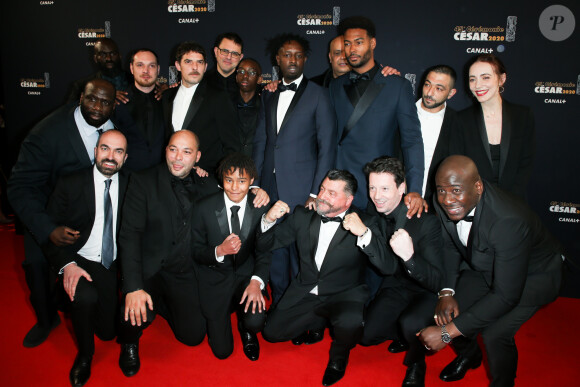 Damien Bonnard, Ladj Ly, Al-Hassan Ly, Djebril Zonga et l'équipe du film "Les Misérables" lors du photocall lors de la 45ème cérémonie des César à la salle Pleyel à Paris le 28 février 2020 © Dominique Jacovides / Olivier Borde / Bestimage