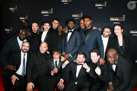 Damien Bonnard, Ladj Ly, Al-Hassan Ly, Djebril Zonga et l'équipe du film "Les Misérables" lors du photocall lors de la 45ème cérémonie des César à la salle Pleyel à Paris le 28 février 2020 © Dominique Jacovides / Olivier Borde / Bestimage