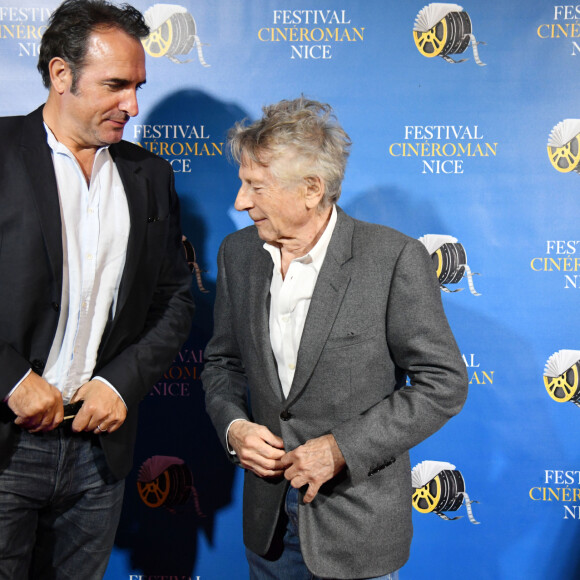 Jean Dujardin et Roman Polanski durant la soirée de clôture de la 1ere édition du Festival Ciné Roman à Nice le 26 octobre 2019. © Bruno Bebert / Bestimage