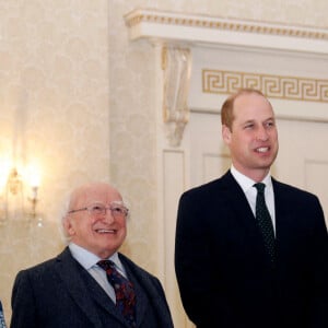 Kate Middleton et le prince William avec le président de l'Irlande, Michael D. Higgins et son épouse, à la résidence présidentielle à Dublin, en République d'Irlande, le 3 mars 2020. 