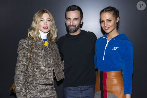 Léa Seydoux, Alicia Vikander et Nicolas Ghesquière - Greetings - Défilé Louis Vuitton collection prêt-à-porter Automne/Hiver 2020-2021 lors de la Fashion Week à Paris le 3 mars 2020. © Olivier Borde / Bestimage