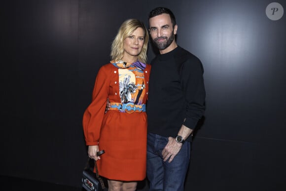 Marina Foïs et Nicolas Ghesquière - Greetings - Défilé Louis Vuitton collection prêt-à-porter Automne/Hiver 2020-2021 lors de la Fashion Week à Paris le 3 mars 2020. © Olivier Borde / Bestimage