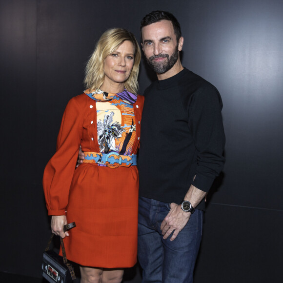 Marina Foïs et Nicolas Ghesquière - Greetings - Défilé Louis Vuitton collection prêt-à-porter Automne/Hiver 2020-2021 lors de la Fashion Week à Paris le 3 mars 2020. © Olivier Borde / Bestimage