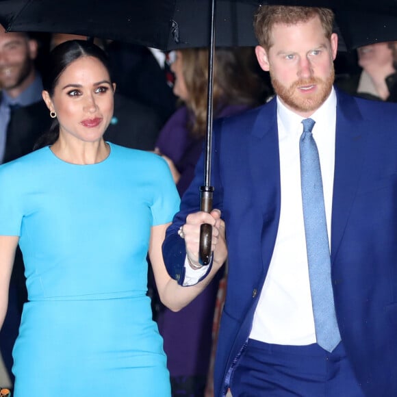 Le prince Harry, duc de Sussex, et Meghan Markle, duchesse de Sussex, arrivent à la cérémonie des Endeavour Fund Awards à Londres le 5 mars 2020.