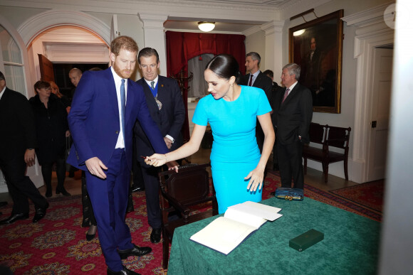 Le prince Harry, duc de Sussex, et Meghan Markle, duchesse de Sussex lors de la cérémonie des Endeavour Fund Awards au Mansion House à Londres, Royaume Uni, le 5 mars 2020.