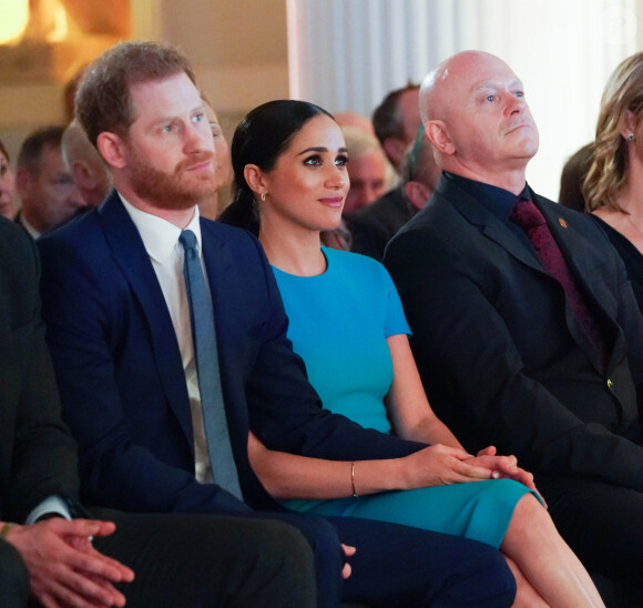 Le prince Harry, duc de Sussex, et Meghan Markle, duchesse de Sussex lors de la cérémonie des Endeavour Fund Awards au Mansion House à Londres, Royaume Uni, le 5 mars 2020.
