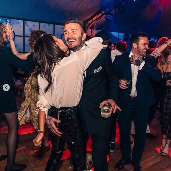 David et Victoria Beckham assistent à la soirée d'anniversaire de leur fils aîné Brooklyn Beckham (21 ans), dans leur maison aux Cotswolds, en Angleterre. Le 7 mars 2020.