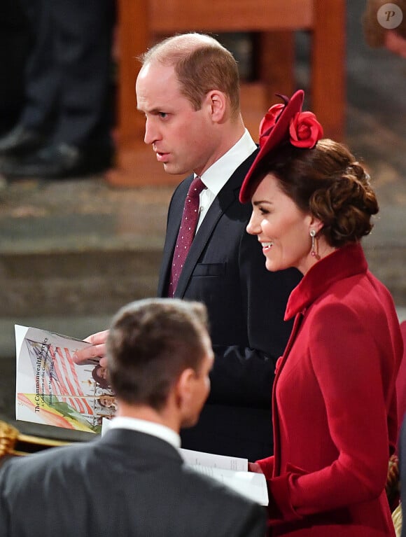 Kate Middleton, duchesse de Cambridge, le prince William, duc de Cambridge - La famille royale d'Angleterre lors de la cérémonie du Commonwealth en l'abbaye de Westminster à Londres. Le 9 mars 2020.