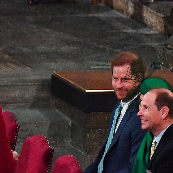 Kate Middleton, duchesse de Cambridge, le prince William, duc de Cambridge, le prince Edward, comte de Wessex, Meghan Markle, duchesse de Sussex et le prince Harry, duc de Sussex - La famille royale d'Angleterre lors de la cérémonie du Commonwealth en l'abbaye de Westminster à Londres. Le 9 mars 2020.